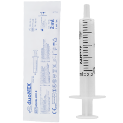 STRZYKAWKI DUONEX 2ml LUER dwuczęściowe, biały tłok opak.100szt ZARYS