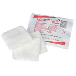 Kompresy z gazy jałowe Kompri Lux S 7,5 x 7,5 cm 17N 12W blister 3 szt. Zarys