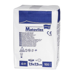 Kompresy włókninowe niejałowe Matovlies 7,5 x 7,5 cm 4 warstwy 30 g TZMO 100 szt.