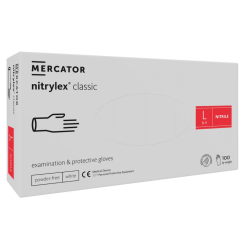 RĘKAWICE nitrylowe białe NITRYLEX WHITE PF bezpudrowe 100 sztuk MERCATOR MEDICAL