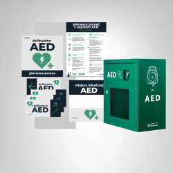 Szafka metalowa na defibrylator AED + zestaw tablic PRIMEDIC