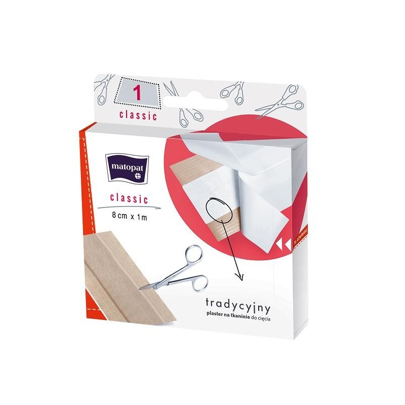 Plaster CLASSIC z opatrunkiem 8cm x 1m Matopat