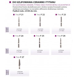 Frez węg. spiek. biały F21-F27 do ceramiki i tytanu 