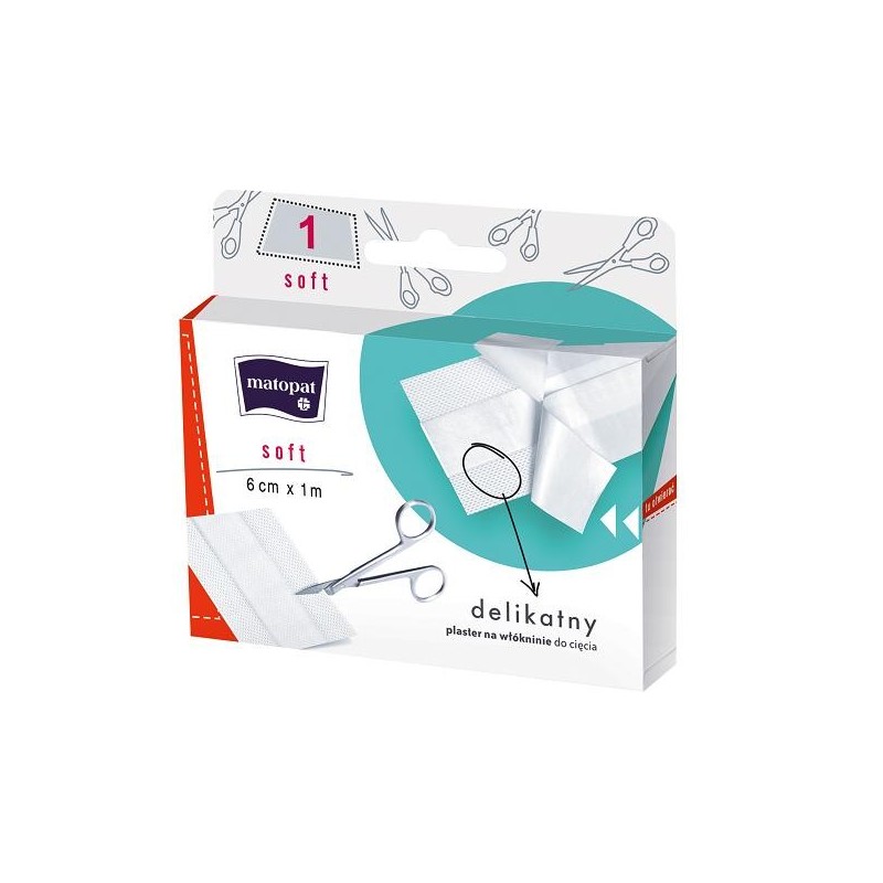 SOFT plaster włókninowy 6cm x 1m z opatrunkiem Matopat