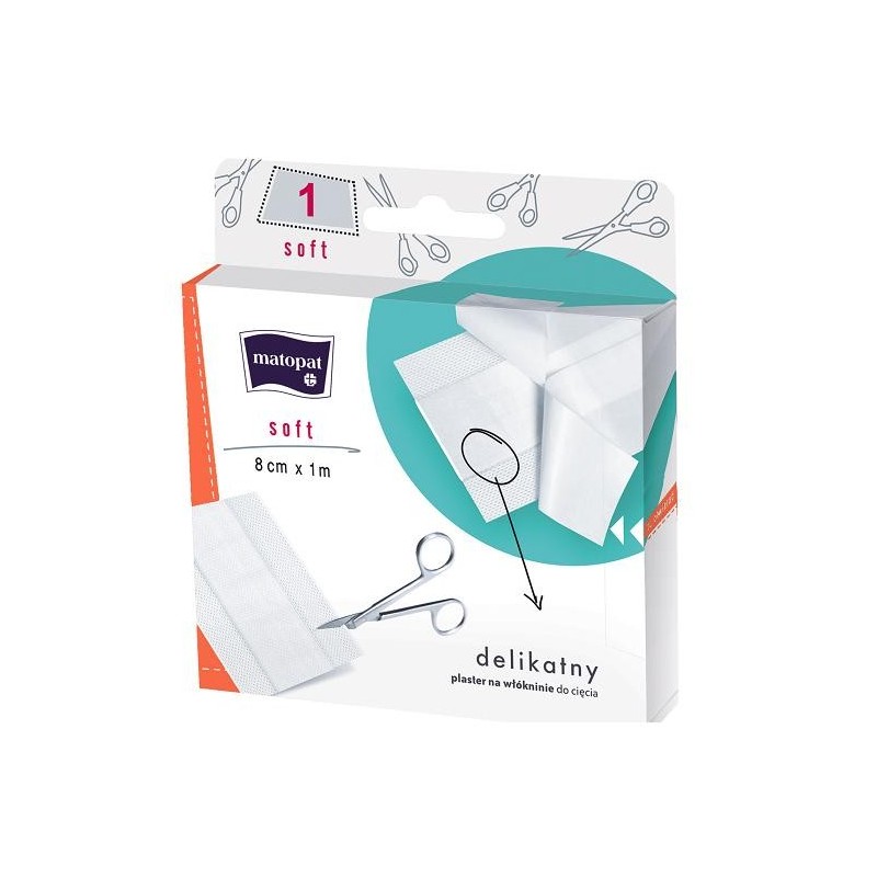 SOFT plaster włókninowy z opatrunkiem 8cm x 1m Matopat