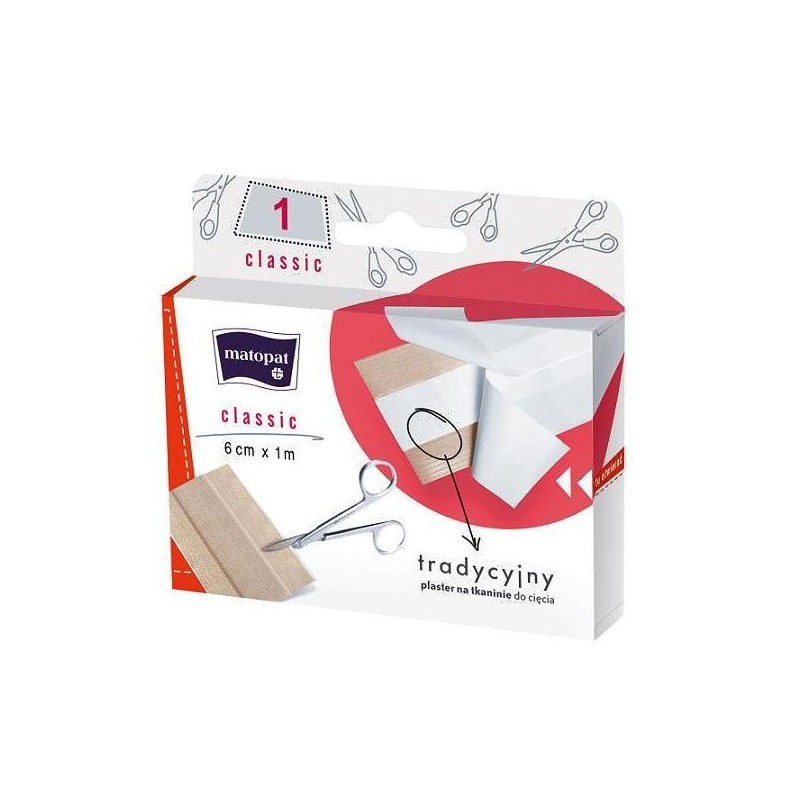 Plaster CLASSIC z opatrunkiem 6cm x 1m Matopat