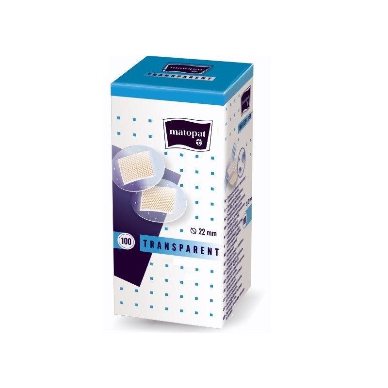 Plastry TRANSPARENT 22mm 100szt Matopat