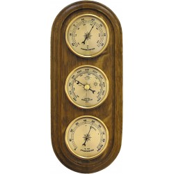 TERMO-HIGRO-BAROMETR zegarowy drewniany 094200
