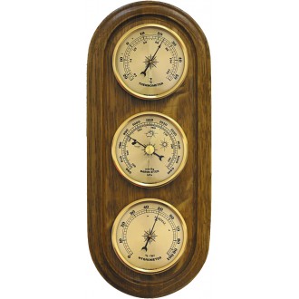 TERMO-HIGRO-BAROMETR zegarowy drewniany 094200