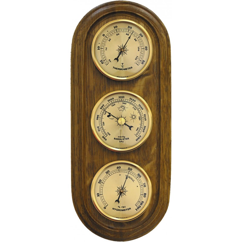 TERMO-HIGRO-BAROMETR zegarowy drewniany 094200