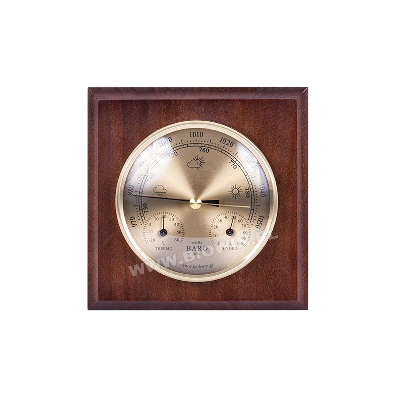 TERMO-HIGRO-BAROMETR zegarowy drewniany 095600