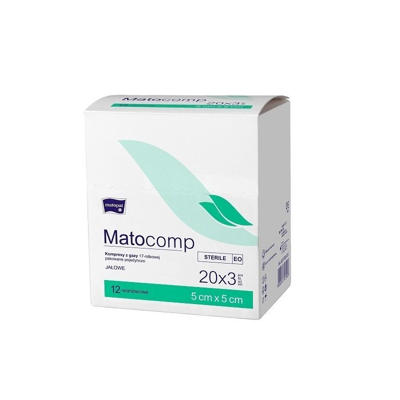 MATOCOMP PEEL PACK 5x5cm kompres z gazy jałowy 12W 17N opak. 20 x 3szt